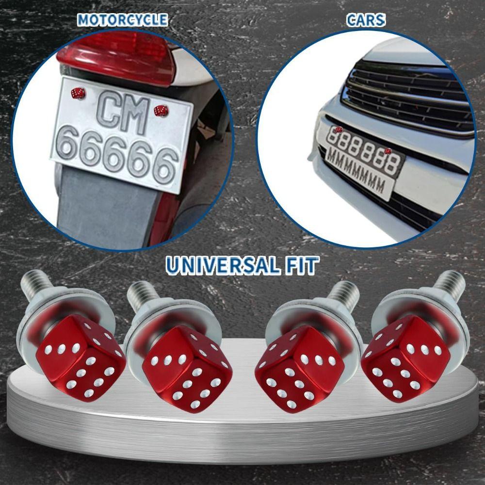 4Pcs Rust Resistant License Plate Screws Anti Loosening Frame Fastener Bolts Vehicle Accessories