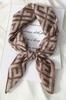 Women' Scarf Greek Pattern Brown-Beige 90X90 - Classic Elegance in Retro Style