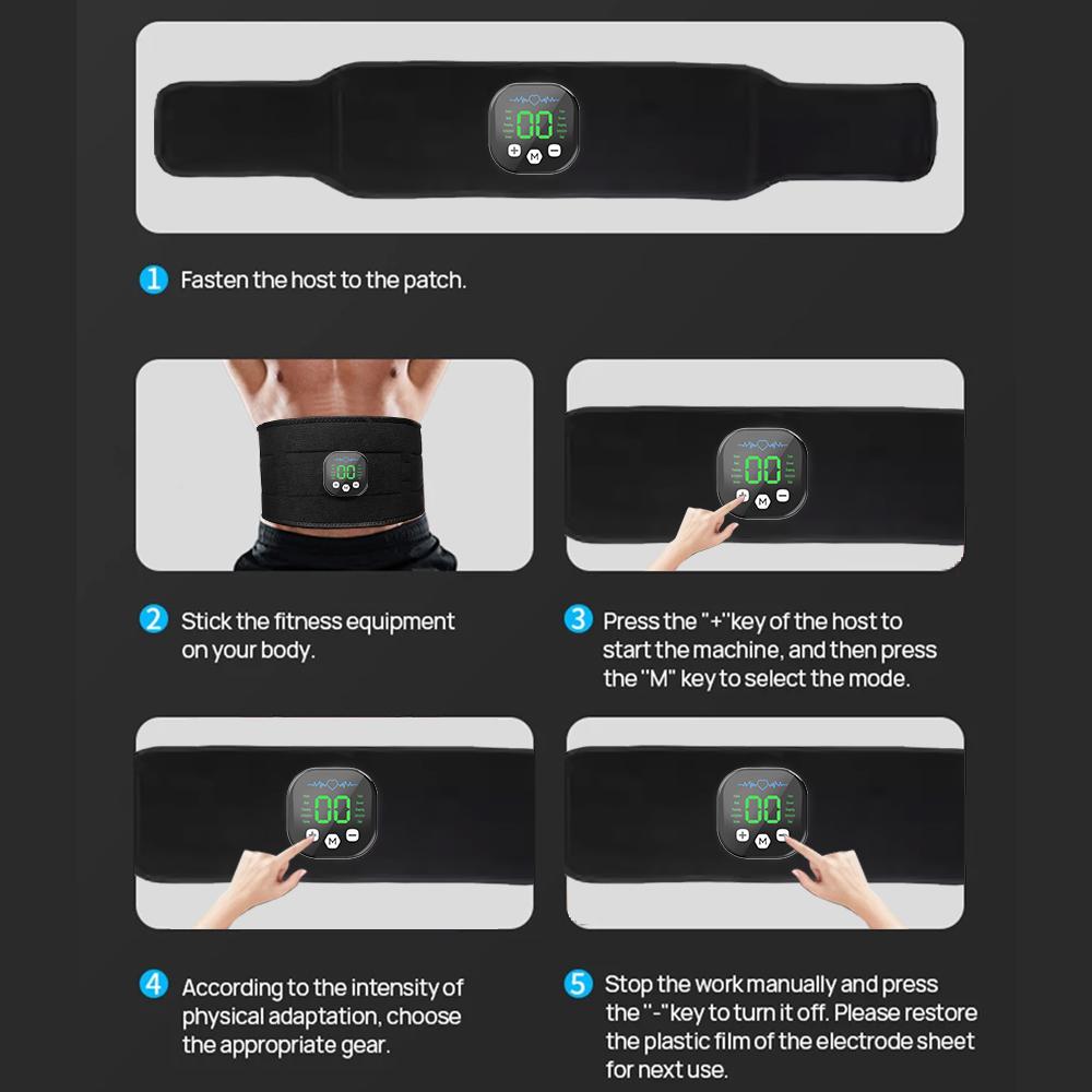 EMS Smart Waist Belt, Abdominal Slimming Device, Home Fitness for Belly Fat Reduction, Portable Fat BurnerEMS