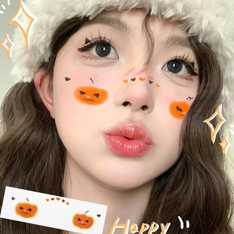 Children's Halloween Pumpkin & Ghost Face Stickers: Washable Makeup & Face Painting Decals