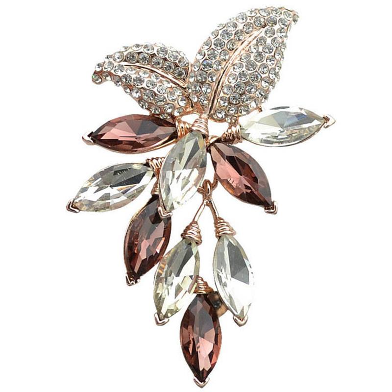 SKEDS Women Elegant Plant Flower Metal Brooches Corsage Fashion Rhinestone Pearl Badges Jewelry Vintage Lady Brooch Pin Gift