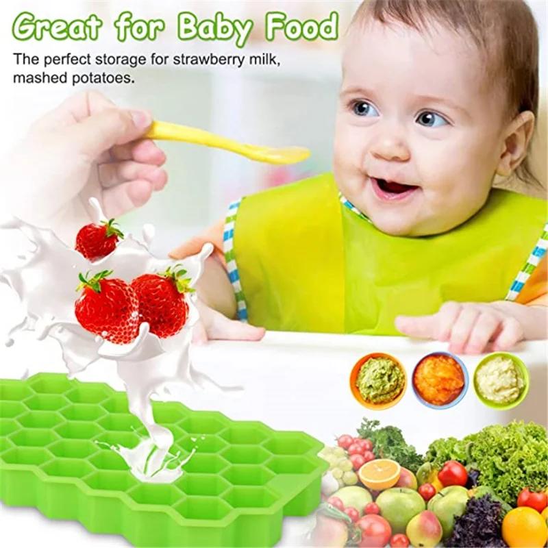 Silicone Honeycomb Shape Ice Cube Tray Silicone Ice Cube Maker Mold with Lids for Ice Cream Party Whiskey Cocktail Cold Drink