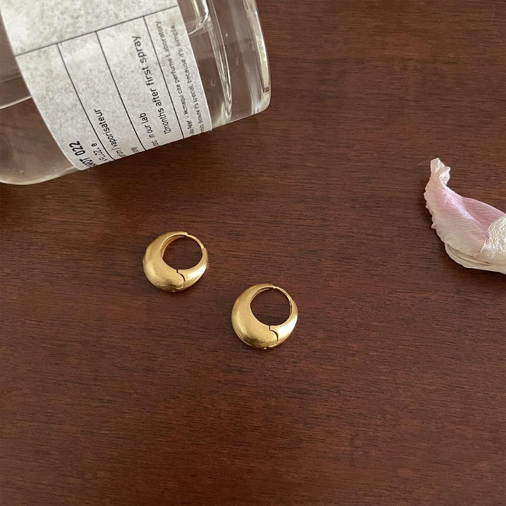 1 PAAR Gebürstet plain ring ohrringe frauen nische high-end-gefühl kalten wind ohrringe modische vielseitig herbst und winter