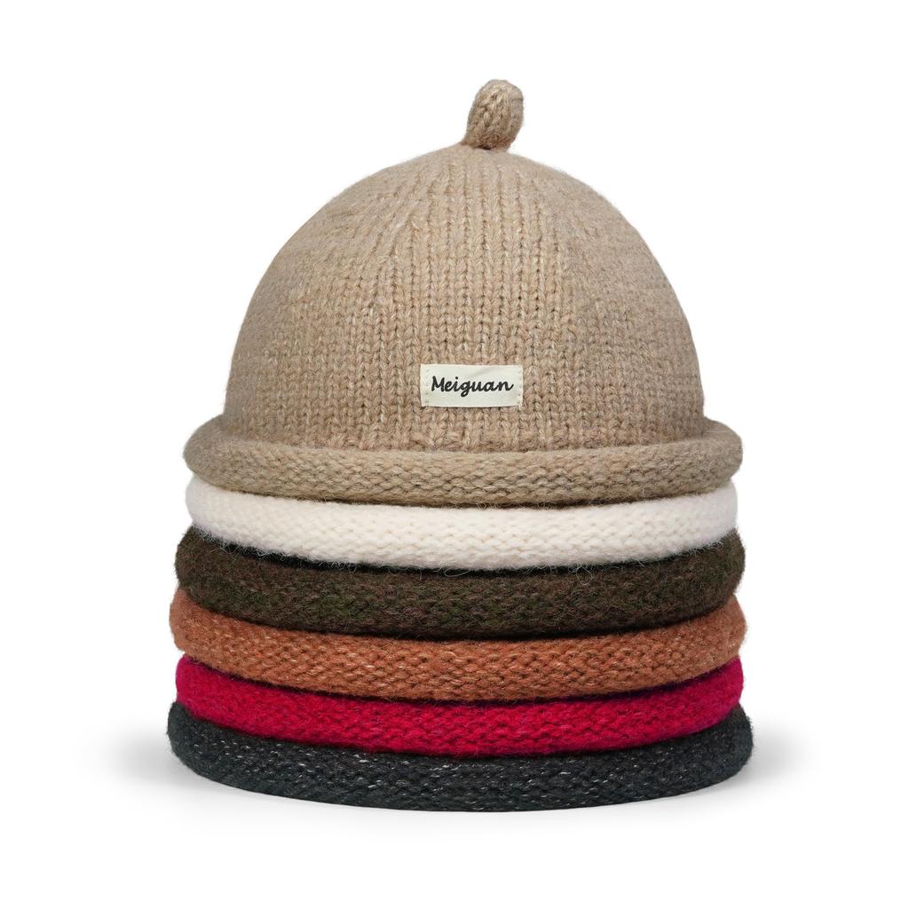 CROOGO Cute Knit Roll Brimless Hat for Fall and Warm Wool Perfect for Outdoors and Brown KH25Q25 Cap, Winter, Beanie, Unisex, Round, Brimless, Travel,
