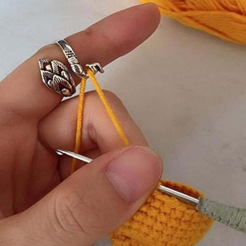 Adjustable Knitting Loop Crochet Ring Finger Holder Knitting  Phoenix Ring