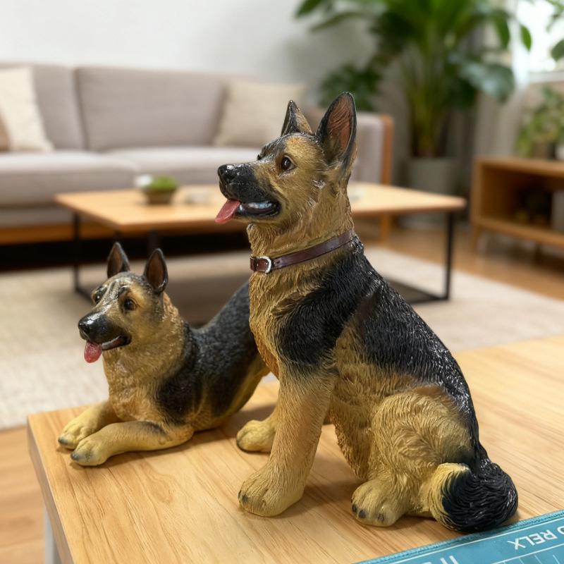 German Shepherd Wolf Dog Resin Figurine – Cross-border Animal Statue Ornament