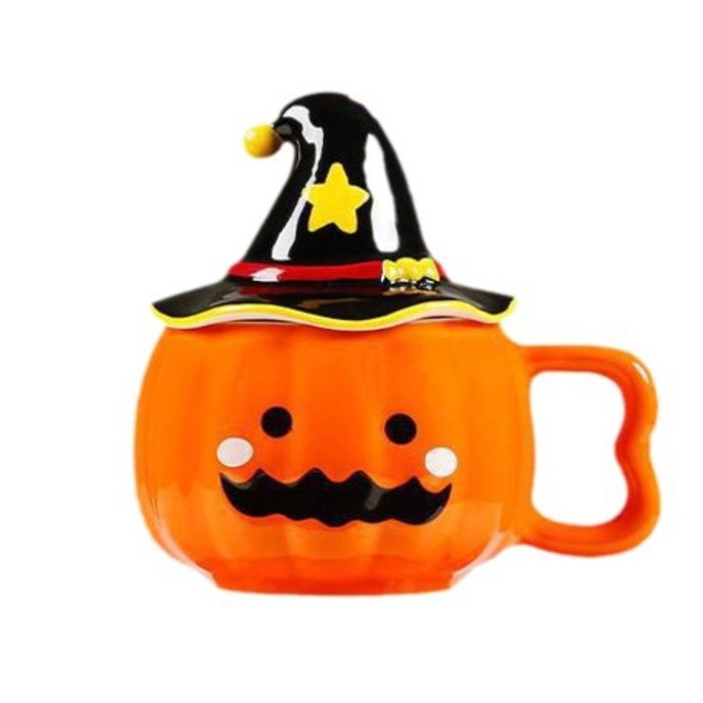 Halloween decorative gift pumpkin ceramic cup with high value mug gift box office funny water cup