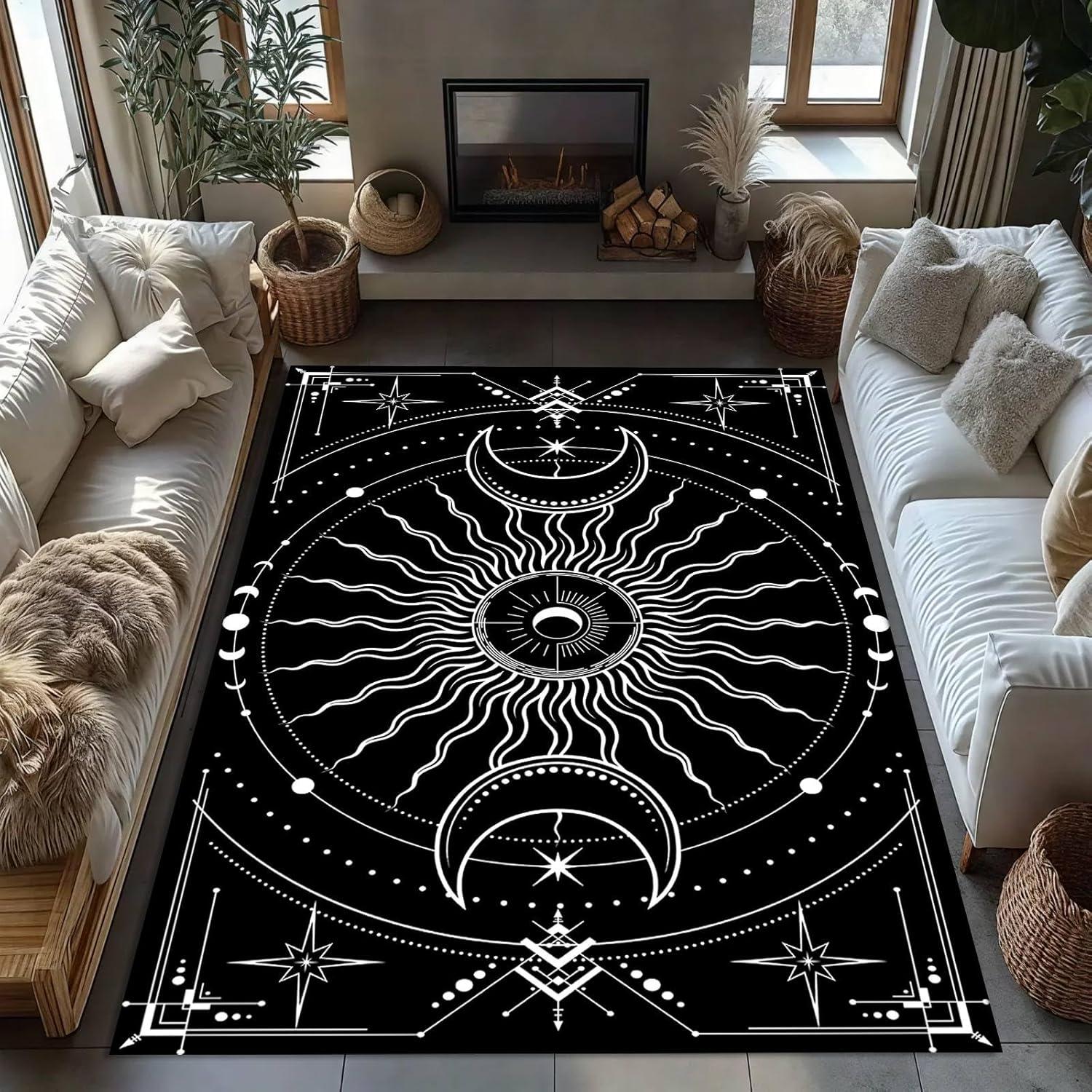 

Colorful Stars Moon and Sun Area Rug Aesthetic Celestial Kids Rugs Washable Carpet for Living Room Children s Room Play Mat 40x60cm