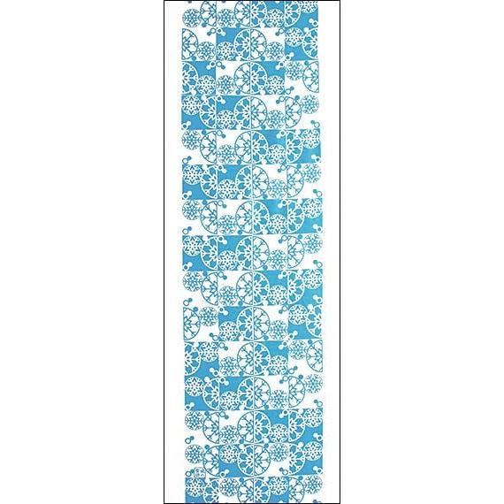 Sen no Anbo Tenugui "Yuki no Hana Ao" (Snow Flower Blue) - Hand-dyed 100% Cotton Tokka - Made in Japan 35cm x 100cm - Snowflakes, Hanging Scroll Bar,