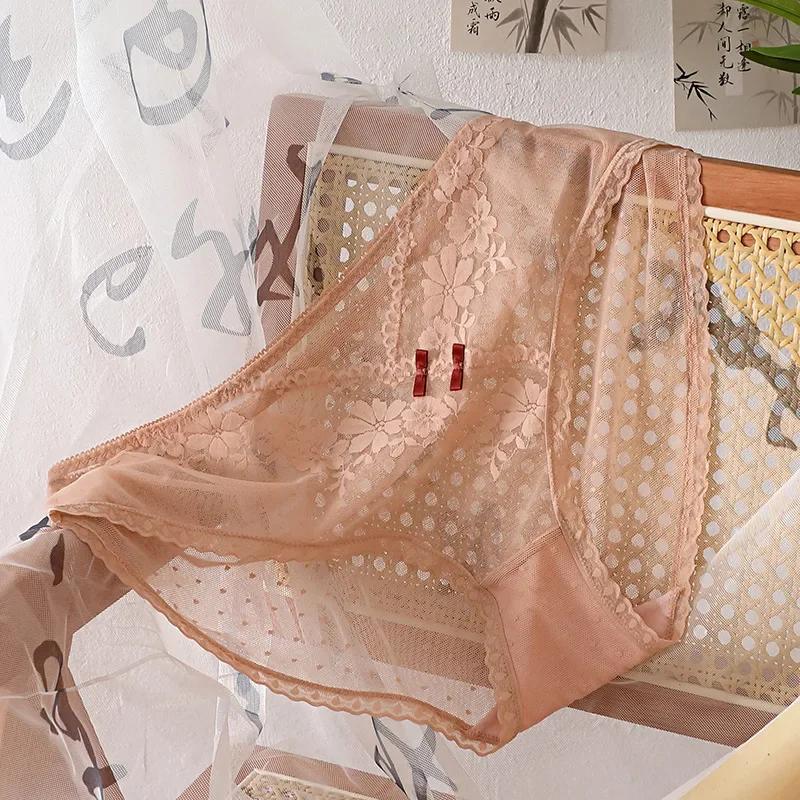 Plus Size Lingerie Sexy Panties Women's Gauze Translucent Lace Underwear Women Court Aristocratic Style Women Bragas Sexy Briefs