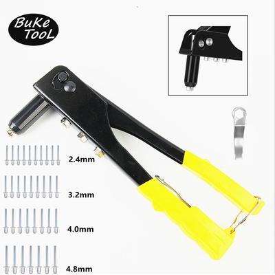 Rivet Gun Kit with 20 Pcs Rivets, Anti-slip Hand Riveter Set, 4 Sizes of Rivet Heads Attached, Professional Durable Single Hand