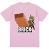 Funny Cat Throwing Brick Meme Graphic Tshirt Unisex Unisex Fashion Humor Harajuku Summer Casual Short Sleeved Unisexs Clothing Tops