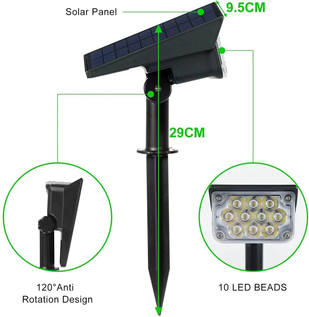 Adjustable Solar Spotlight Solar Garden Light IP65 Solar Power Green Light For Yard Path Tree Decor Solar Light Outdoor