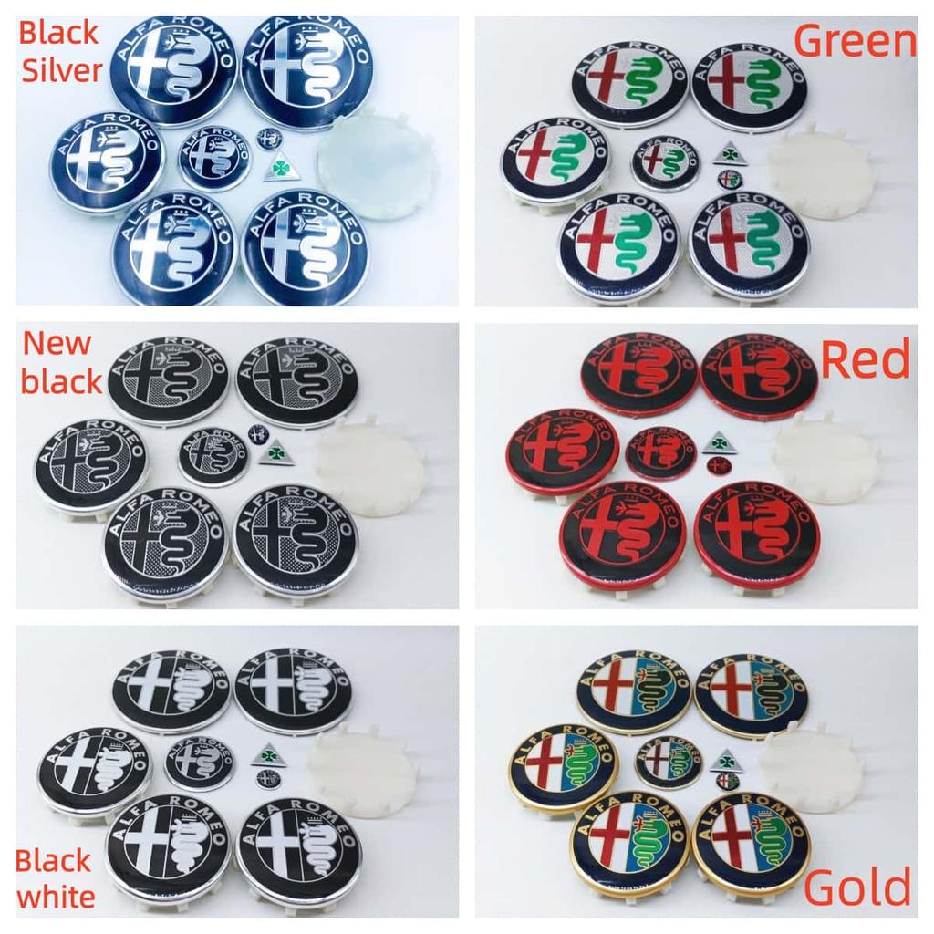 9pcs 50mm 56mm 60mmfor Alfa Romeo Brera New Spider Giulietta Mito Giulia Wheel Center Cap Car Hood Trunk Steering Wheel Badge
