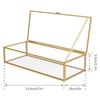 Glass Jewelry Box Vintage Jewelry Organizer Box with Hinged Lid and Mirrored Bottom Transparent Desktop Decorative Golden