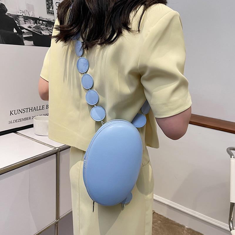 Brand Women Crossbody Bag Purse Summer Oval Small Shoulder Bags Designer Handbag Solid Color Leather Luxury Crossbody Chest Pack