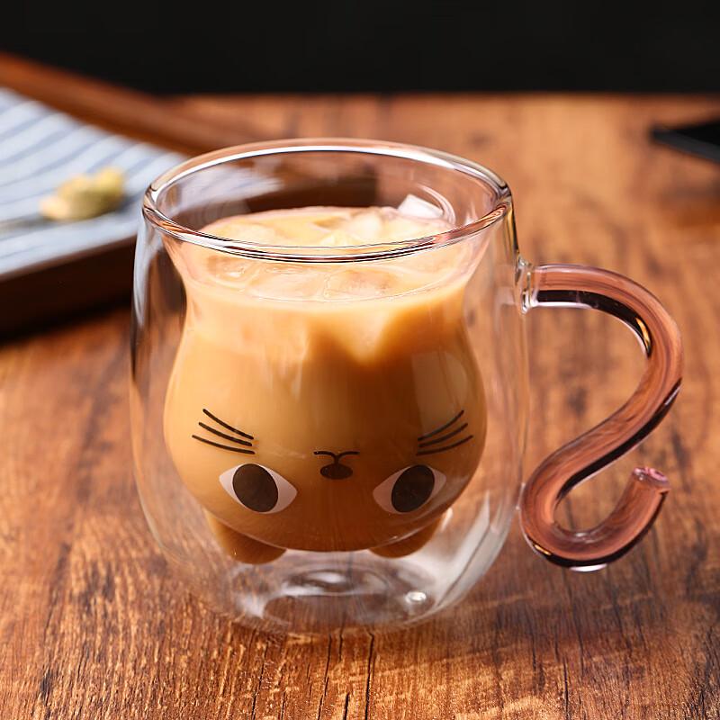 Cat Double-Layer Glass Mug