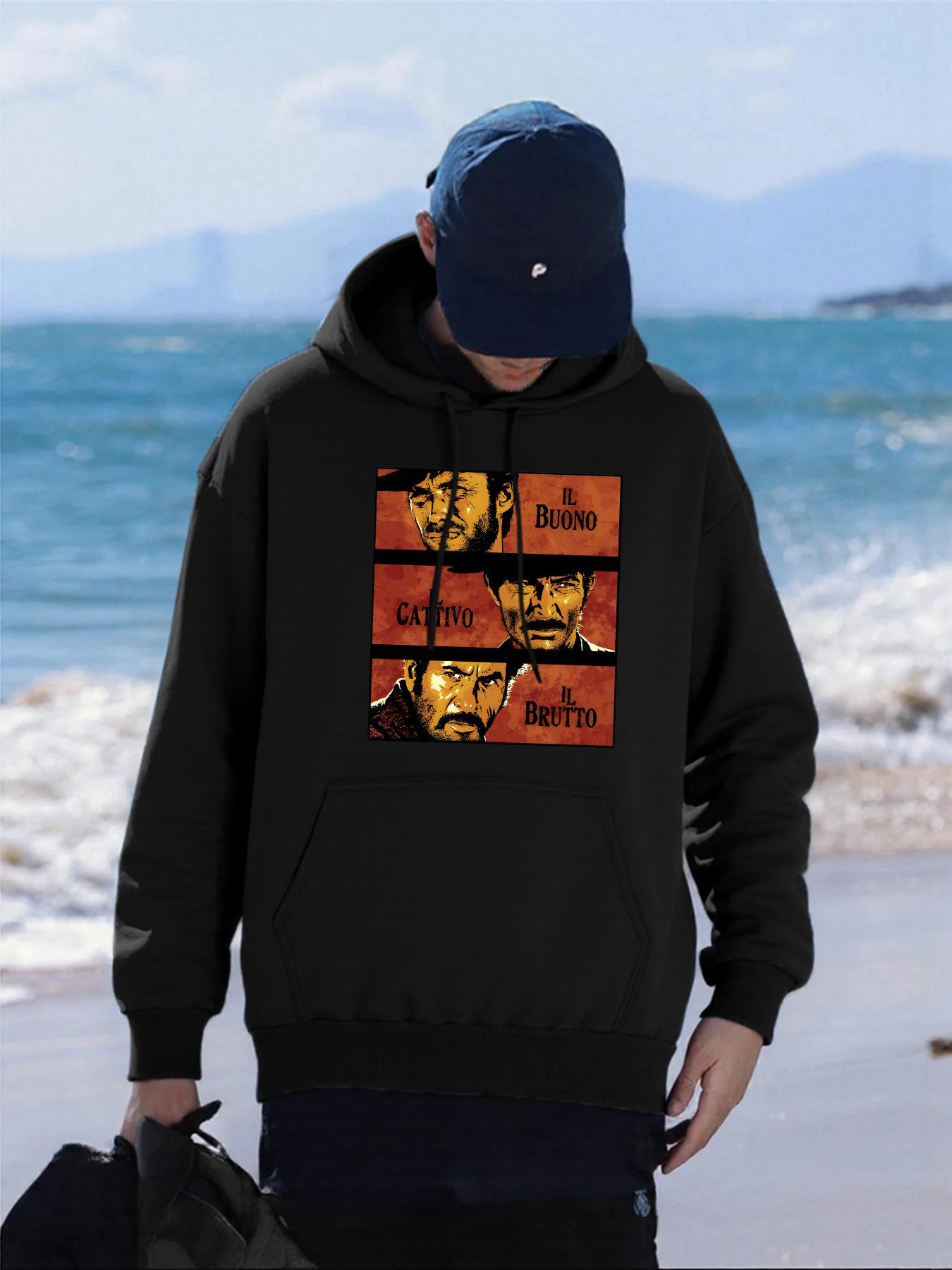 

Three Golden Men Printing Man Hoodies Fleece Oversized Streetwear Pocket All-Match Pullover Multicolor Hip Hop Unisex Hoody 2XL