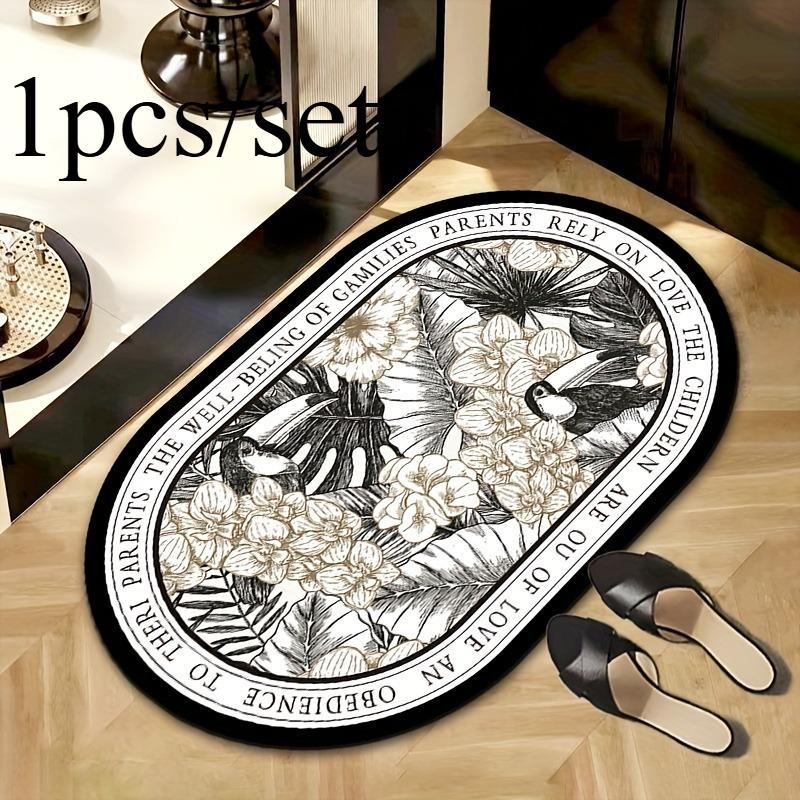 1 Stück/Set Vintage Floral Badematte, Rutschfeste Saugfähige Polyestermatte für Duscheingang Badezimmerboden Fleckenabweisend