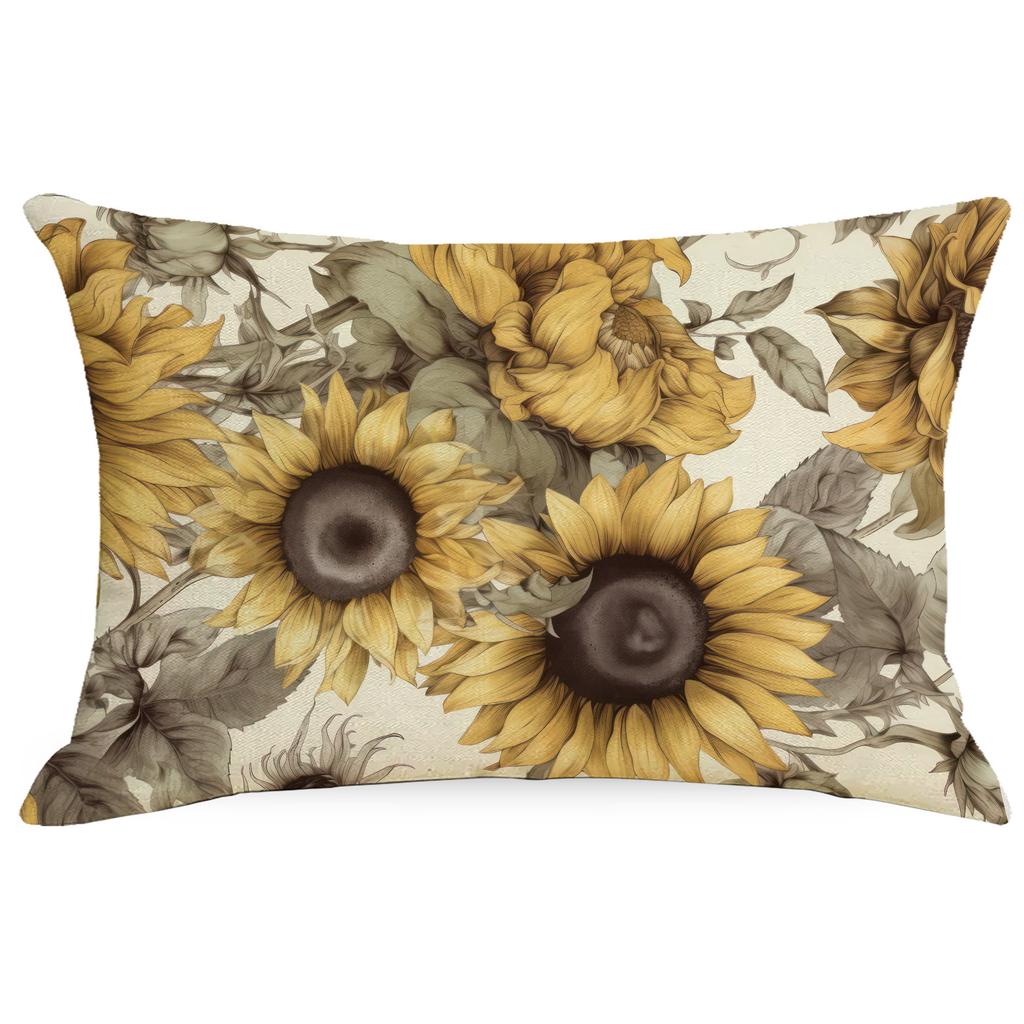 Flowers And Plants Sunflower Linen Pillow New Sofa Pillow Home Printed Pillow Case Premium Durable Quality Useful