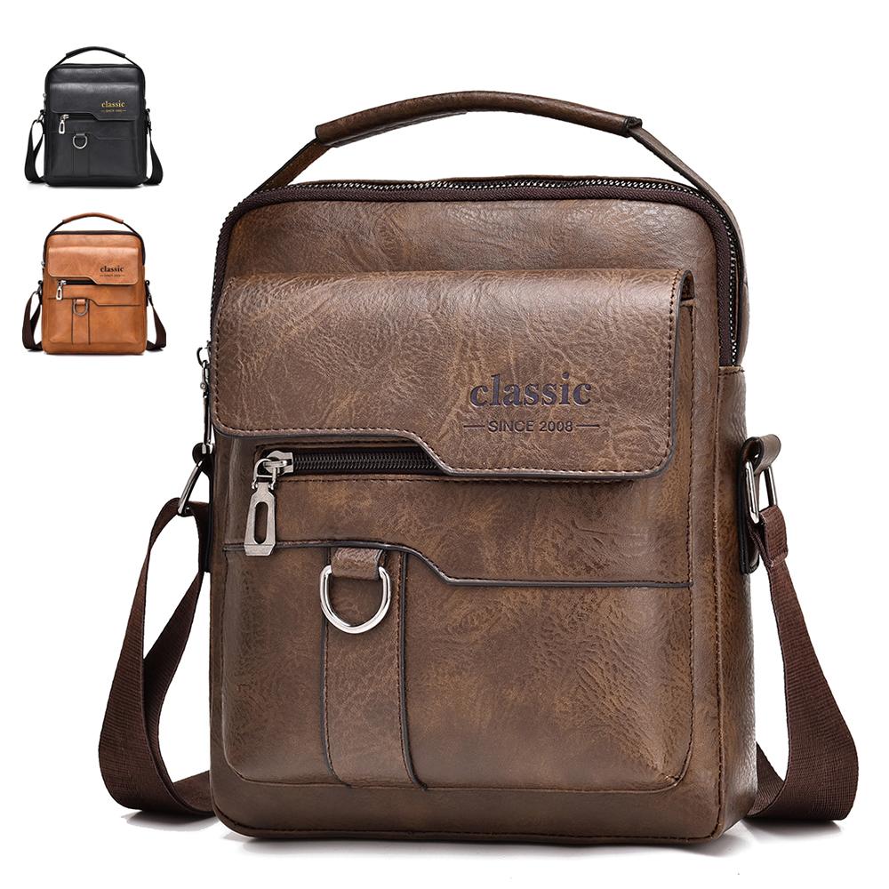 WEIXIER Men's Messenger Bag Leather Crossbody Shoulder Bag Classic Waterproof Briefcase Satchel Travel Bag