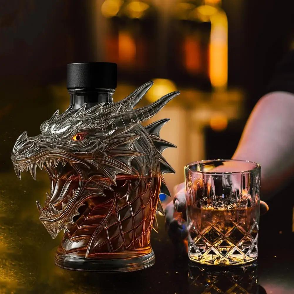 300ml Whiskyflasche Karaffe Wolfskopf Form Hohes Borosilikatglas Weinflasche Auslaufsichere Dichtung Whisky Karaffe
