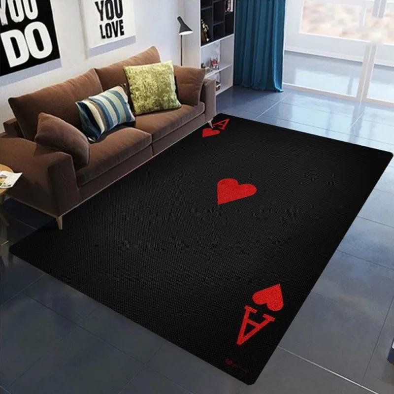 Ace of Hearts Poker Card Pattern Area Rug Non-Slip and Machine Washable Carpet for Living Room Bedroom Decor Floor Mat