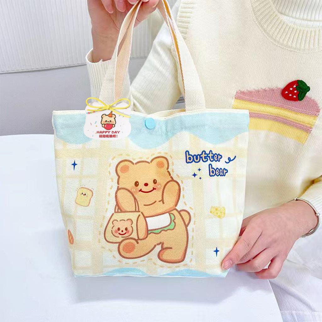 New bag wind butter bear canvas bag cute canvas bag portable daily storage woman