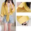 Chiffon Doll Sleeve Cardigan Women's Thin Sun Protection Shirt Short Outer Shawl Loose Top Thin Coat White Polo Collar Shirt