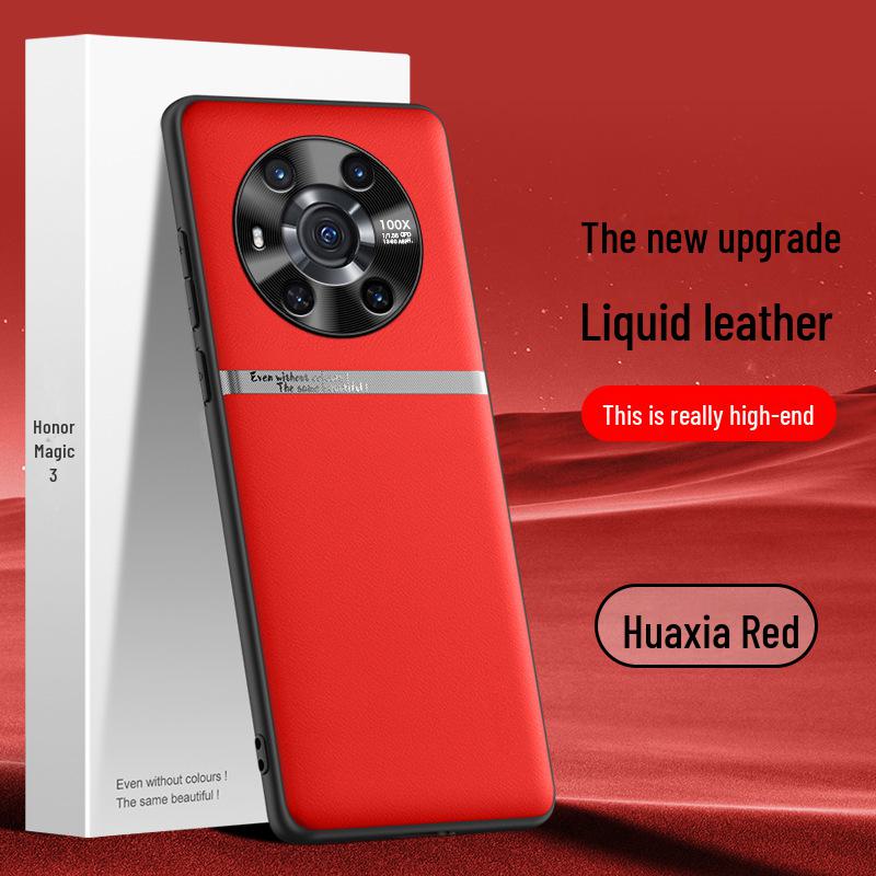 Protective liquid leather case for Honor Magic 3, anti-fall and anti-fouling, one-piece design.