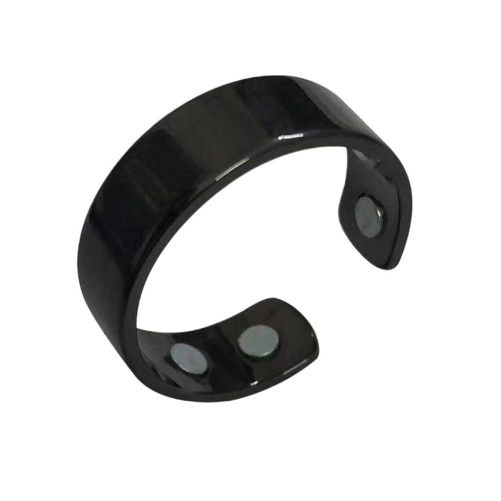 Magnetic Open Ring - Electroplated Band With Double Magnet Closure, A Stylish Stackable Piece Of Jewelry Suitable For Both Men And Women.