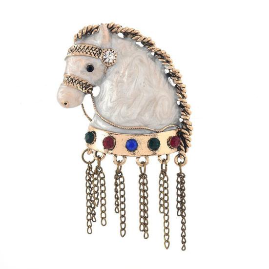 

Ретро Брошь с Кисточками Дизайн Головы Лошади Мужская Женская Значок на Одежду Шляпы Сумки Воротник Модный Аксессуар Horse
