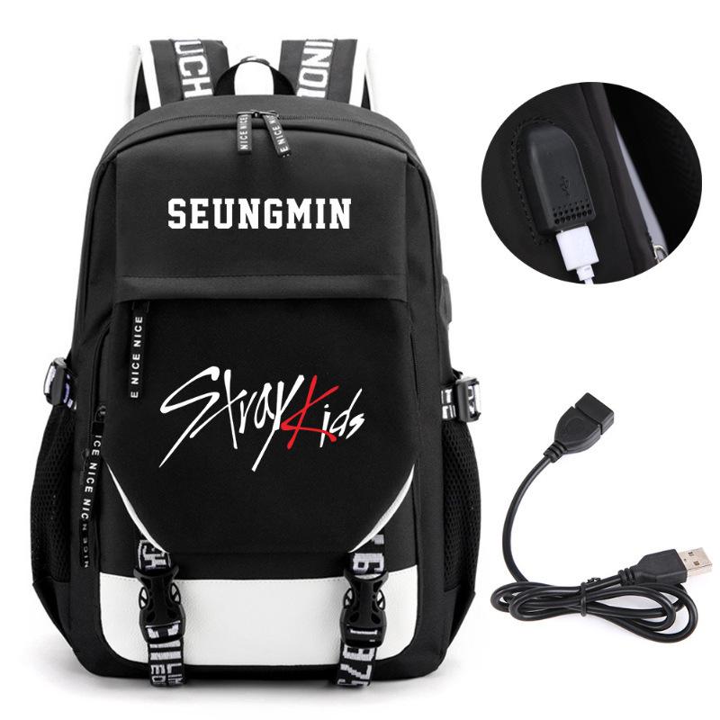 Straykids Beliebte Koreanische Boygroup Peripherie Rucksack Campus Grund- und Sekundarschüler Schultasche Herren- und Damen-Computertasche Rucksack