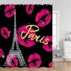 Pink Fashion Romantic Shower Curtain Paris Landscape Dress Pink Bathroom Decoration Modern Bathroom Curtain with Hook