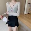 Women's Thin and Sexy Hollow Out Sunscreen Cover Shirt Slimming and Versatile Short Knitted Sweater Temperament Top Trendy