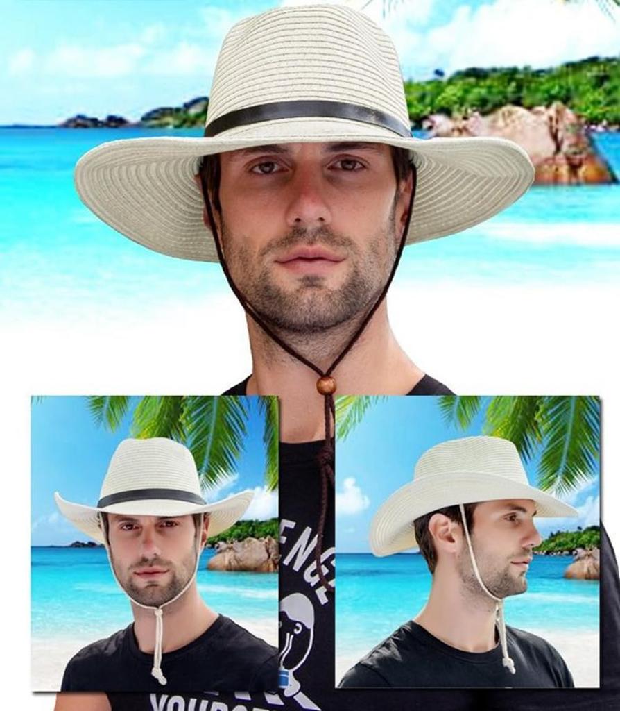 YAYUPLUS Straw Wide Perfect for Farm Sun and UV Perfect for Day B Camel Men's Hat, Brim, Work, Gardening, Protection, Golf, Fishing, Protection,