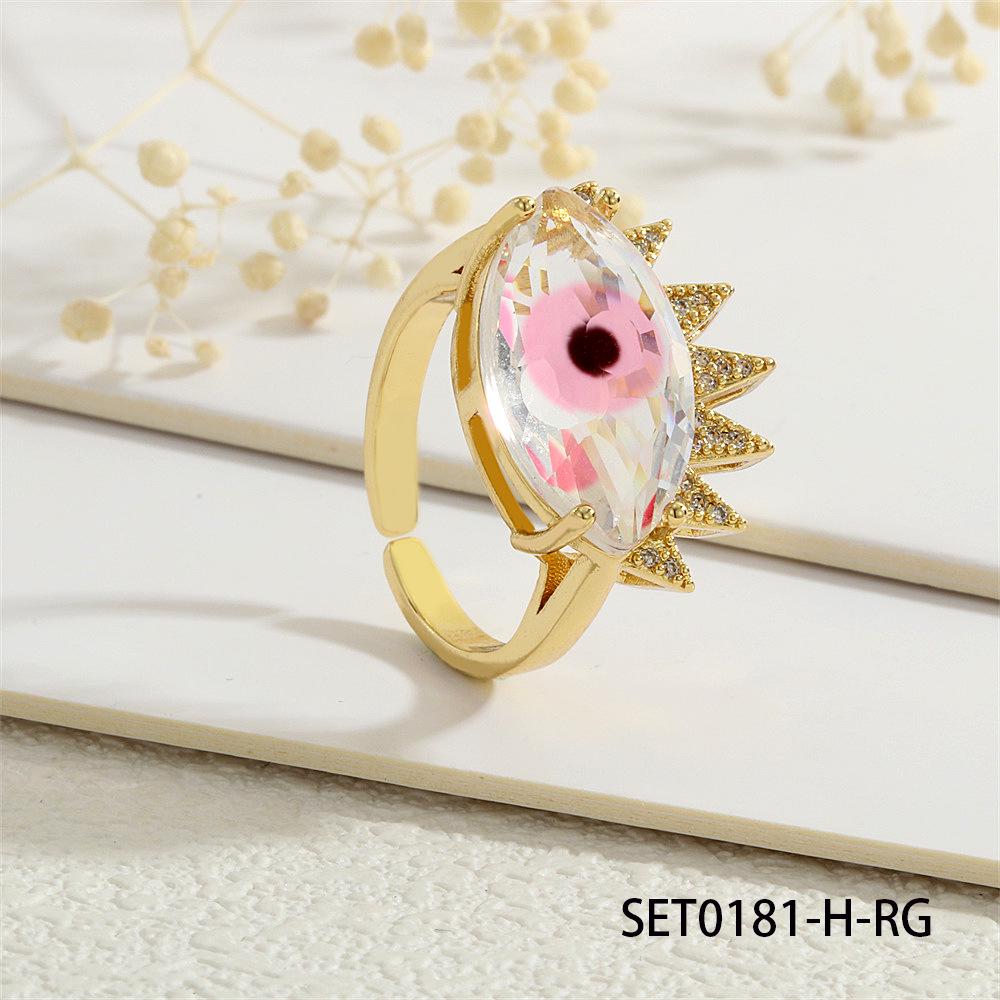 18K Gold-Plated Copper Evil Eye Ring with Zircon - High-End Luxury Women's Ins Style.