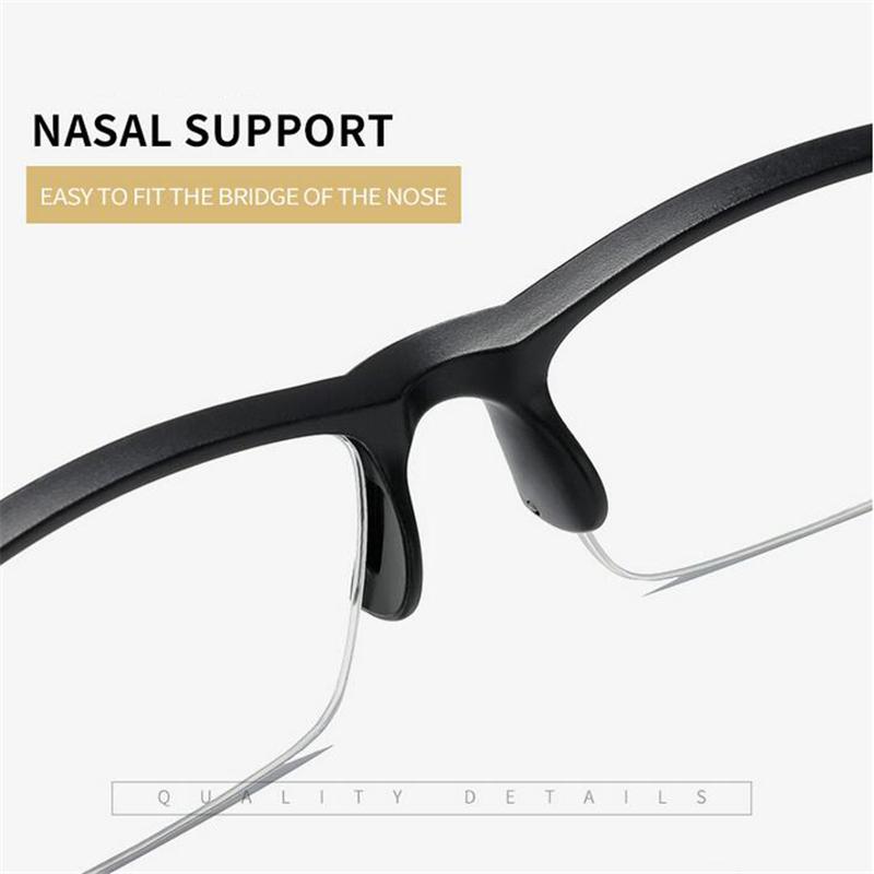 Spring Hinge Half Frame Anti Blue Light Square Reading Glasses Women Men Prescription +1 0 To +4 0 Diopters