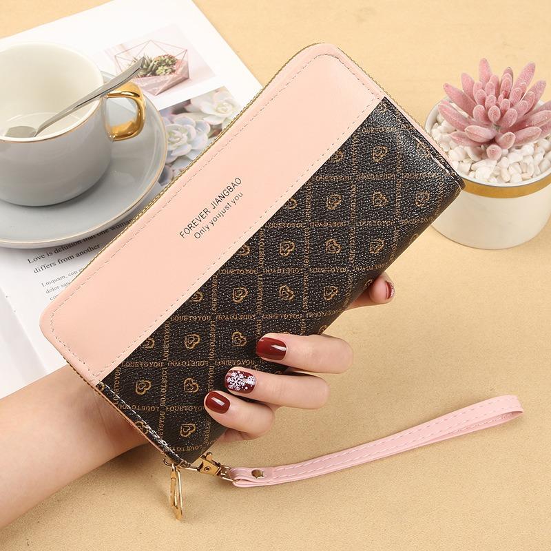 New women's double-pull wallet, color matching clutch bag, card bag, summer versatile fashion change bag, women's mobile phone bag, large capacity