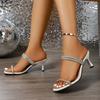 Women Modern Sandals Crystal Rhinestone Shoes for Women 2025 Summer New Heels Women Thin Heels Outside Party Sandals
