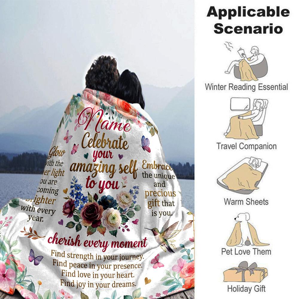 Floral Celebration Home Customize Your Name Home Blanketss Comfortable Soft Lightweight Multipurpose Customize Your Name Home Blankets For Picnics