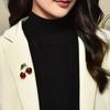 Fashion Cherry Brooch Pin Cloth Accessory Decorative Hat Pin Alloy Texture Suitable for Dresses Bags and Hats Decorating