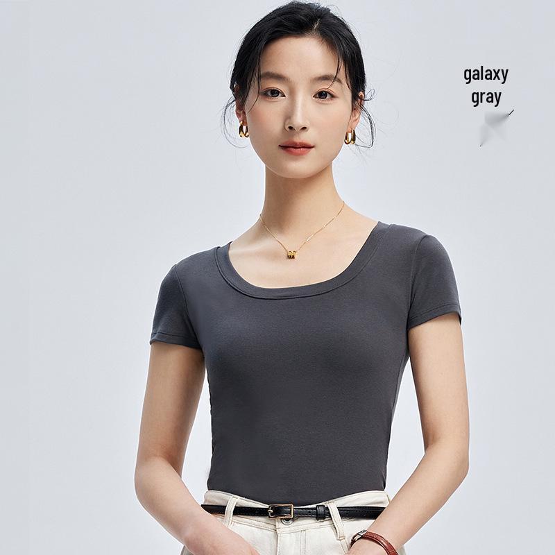 

Тенсел Бамбуковое волокно Корейский стиль Слимминг С подкладкой Футболка с коротким рукавом Medium