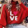 GMXIA Christmas Turtleneck Women's Autumn Winter Loose Bat-sleeve Wear Knit Top Women