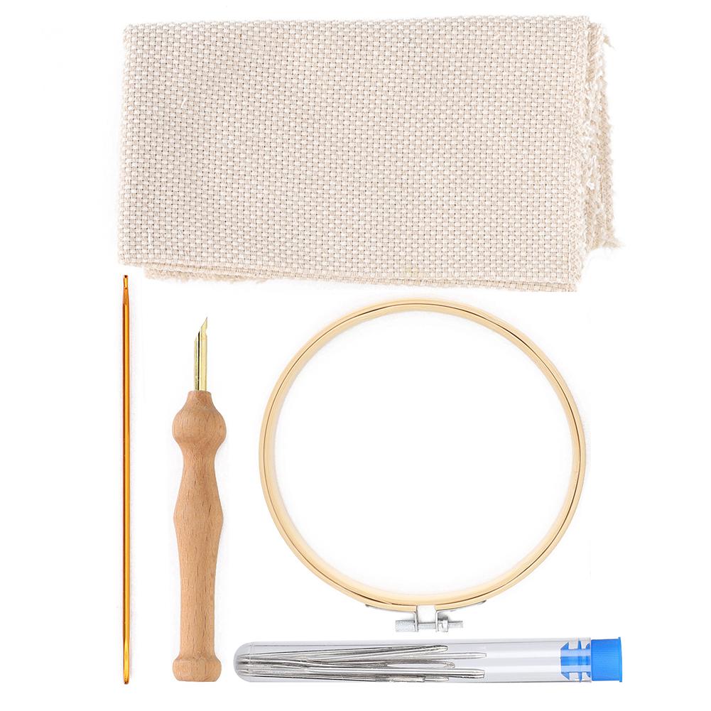Kit Broderie Punch Needle Cercuri DIY Lână Groasă Tub de Alamă Fir Foarfece Set de Unelte