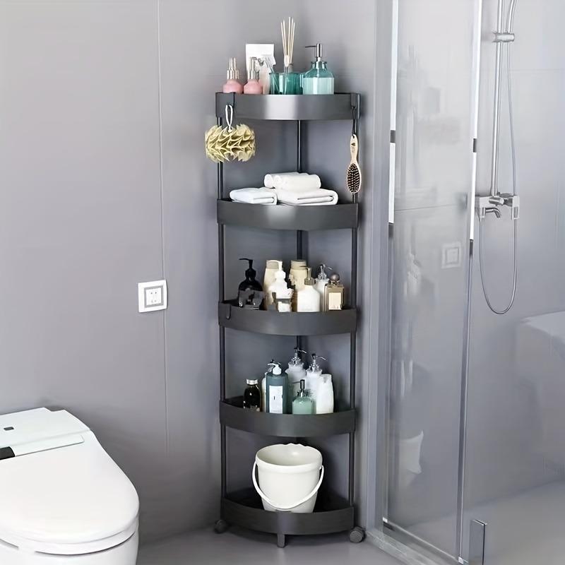 Badezimmer-Eckregal, dreieckiges Aufbewahrungsregal mit Rädern, unabhängiger doppelschichtiger Aufbewahrungswagen, multifunktionale bewegliche Badezimmeraufbewahrung