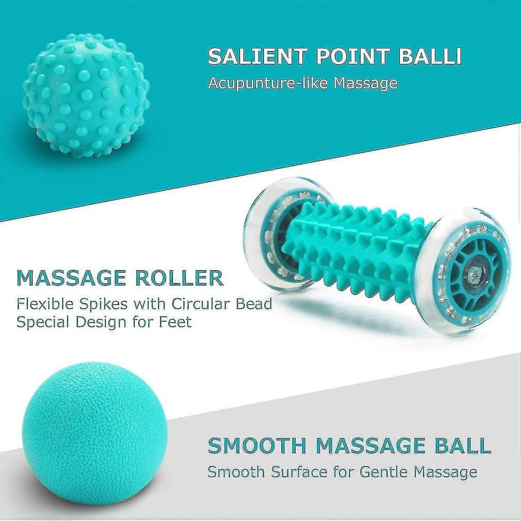 3 Sets Foot Massage Balls Hedgehog Ball and Foot Massage Roller Set for Plantar Fasciitis Pain Relief, Muscle Relaxation, Improve Circulation