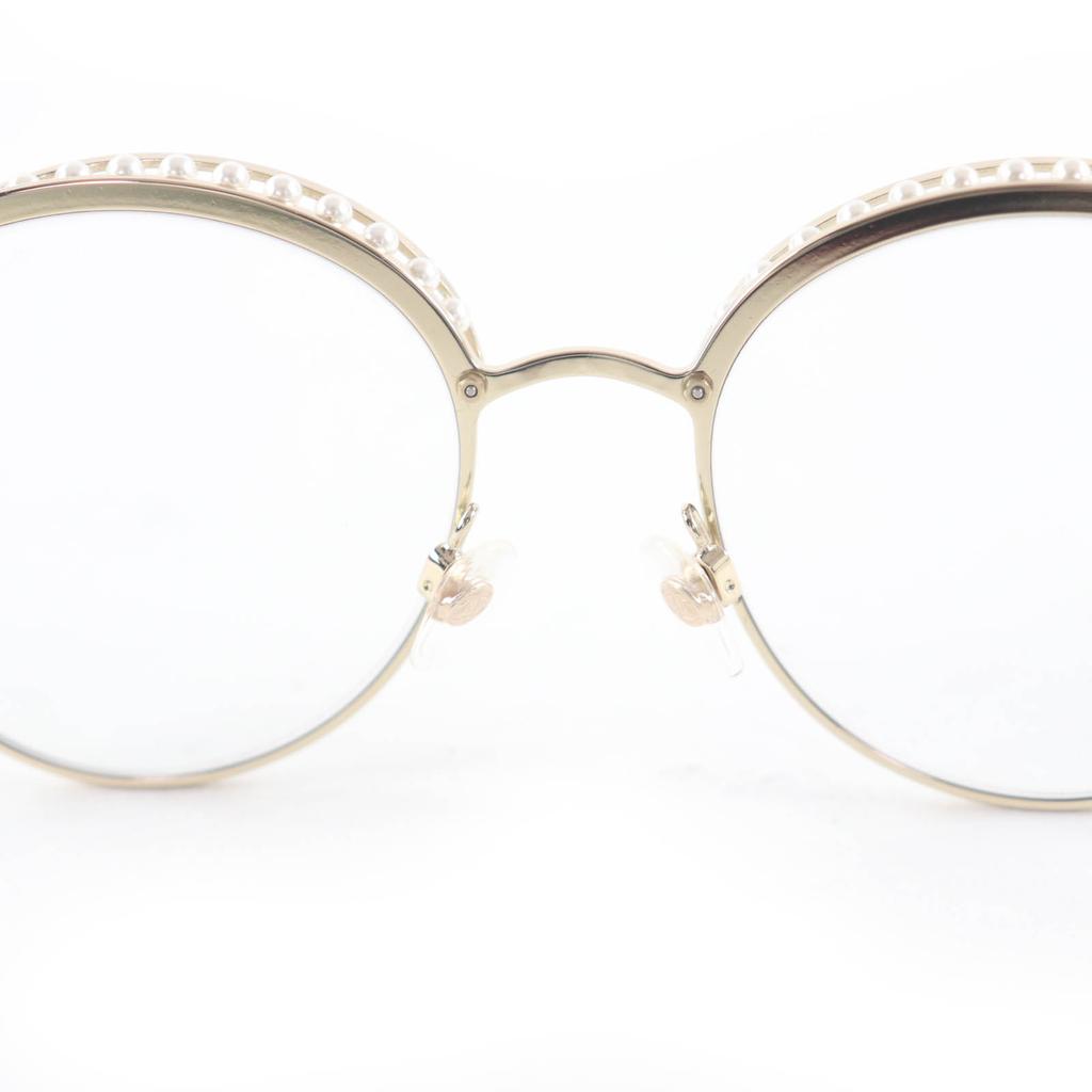 Excellent CHANEL Glasses COCO Mark Faux Pearl Sunglasses/Eyewear Gold Women 4247 Used