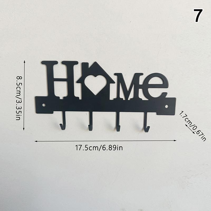 1Pcs Wall Mounted Decor Black Metal Key Holder Hook With Sweet Home Decorative Hook For Wall Coat Rack Storage Rack Wall Hanging
