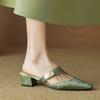 2025 Fashion New Design Female Slip On Mules Square Toe Low Heels  Metal Decor  Dating Lady Sandals